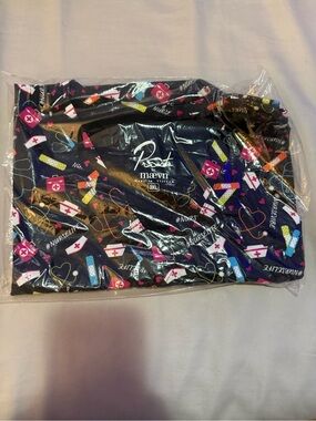 NIP Nurse Theme Black Scrub Top size 3x